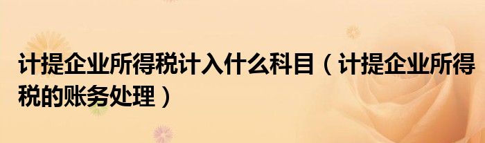计提企业所得税计入什么科目（计提企业所得税的账务处理）