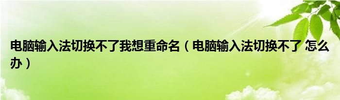 电脑输入法切换不了我想重命名（电脑输入法切换不了 怎么办）