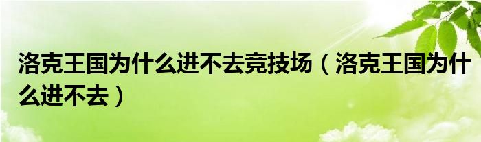 洛克王国为什么进不去竞技场（洛克王国为什么进不去）