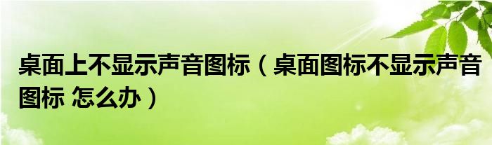 桌面上不显示声音图标（桌面图标不显示声音图标 怎么办）