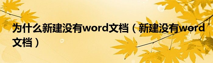 为什么新建没有word文档（新建没有word文档）