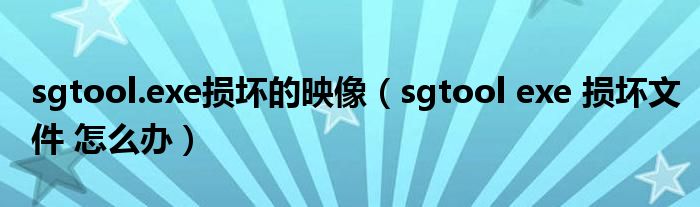 sgtool.exe损坏的映像（sgtool exe 损坏文件 怎么办）