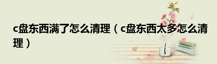 c盘东西满了怎么清理（c盘东西太多怎么清理）
