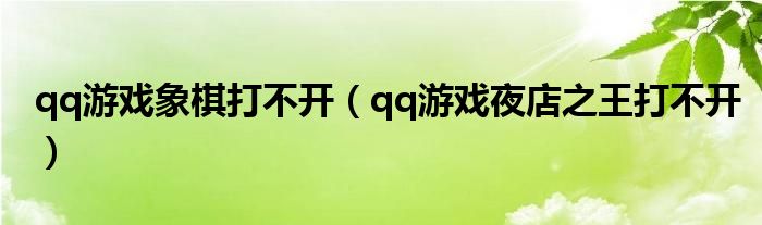 qq游戏象棋打不开（qq游戏夜店之王打不开）