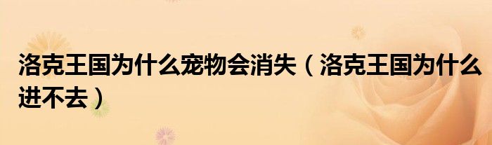 洛克王国为什么宠物会消失（洛克王国为什么进不去）