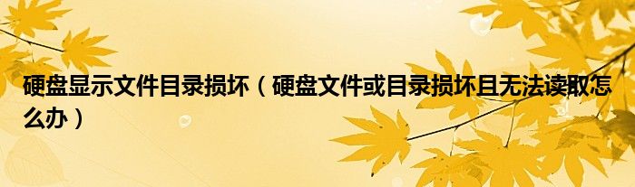 硬盘显示文件目录损坏（硬盘文件或目录损坏且无法读取怎么办）