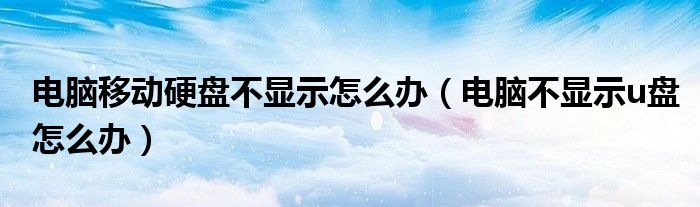 电脑移动硬盘不显示怎么办（电脑不显示u盘怎么办）
