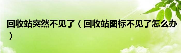 回收站突然不见了（回收站图标不见了怎么办）