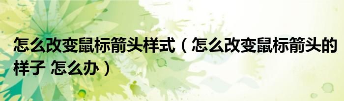 怎么改变鼠标箭头样式（怎么改变鼠标箭头的样子 怎么办）