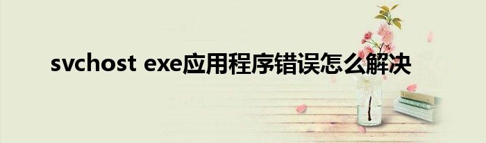 svchost exe应用程序错误怎么解决