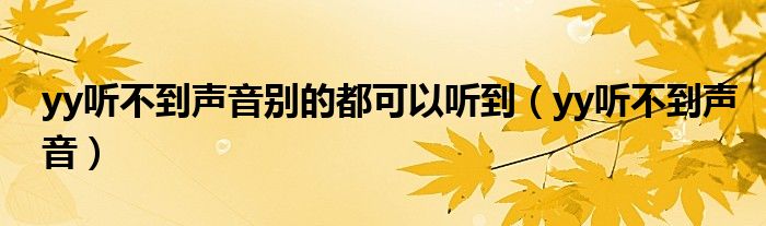 yy听不到声音别的都可以听到（yy听不到声音）