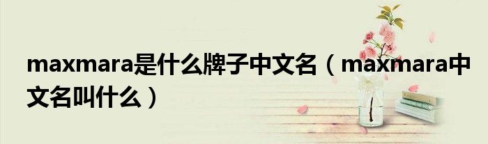 maxmara是什么牌子中文名（maxmara中文名叫什么）