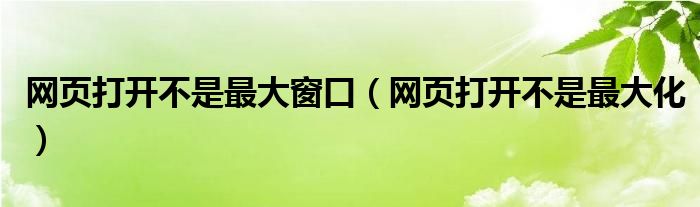 网页打开不是最大窗口（网页打开不是最大化）