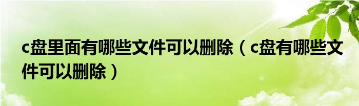 c盘里面有哪些文件可以删除（c盘有哪些文件可以删除）