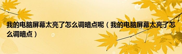 我的电脑屏幕太亮了怎么调暗点呢（我的电脑屏幕太亮了怎么调暗点）