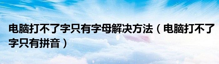 电脑打不了字只有字母解决方法（电脑打不了字只有拼音）