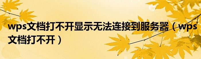 wps文档打不开显示无法连接到服务器（wps文档打不开）