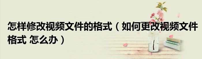 怎样修改视频文件的格式（如何更改视频文件格式 怎么办）
