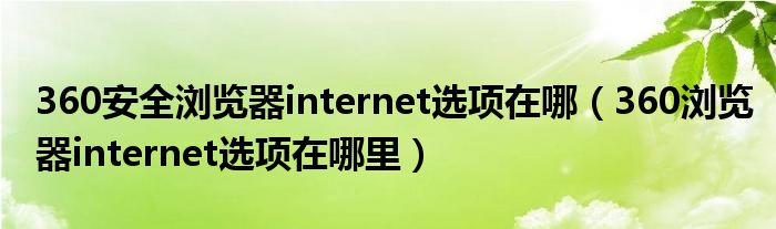 360安全浏览器internet选项在哪（360浏览器internet选项在哪里）