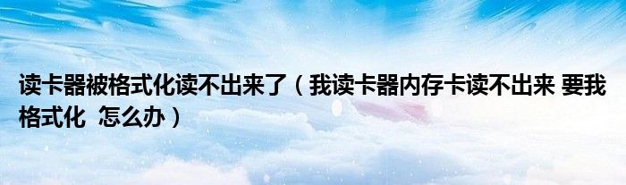读卡器被格式化读不出来了（我读卡器内存卡读不出来 要我格式化  怎么办）