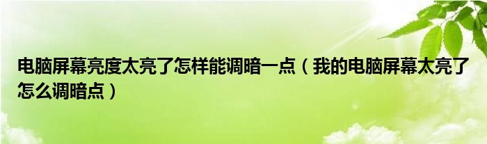 电脑屏幕亮度太亮了怎样能调暗一点（我的电脑屏幕太亮了怎么调暗点）