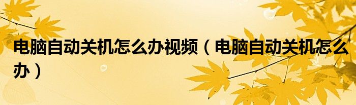 电脑自动关机怎么办视频（电脑自动关机怎么办）
