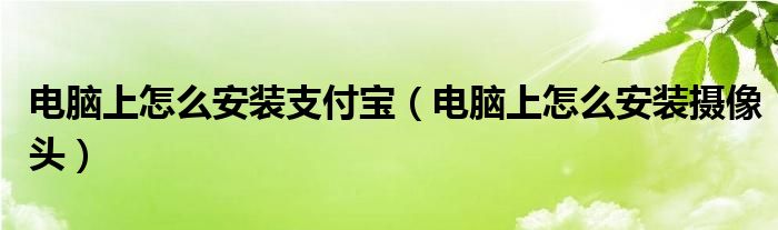 电脑上怎么安装支付宝（电脑上怎么安装摄像头）