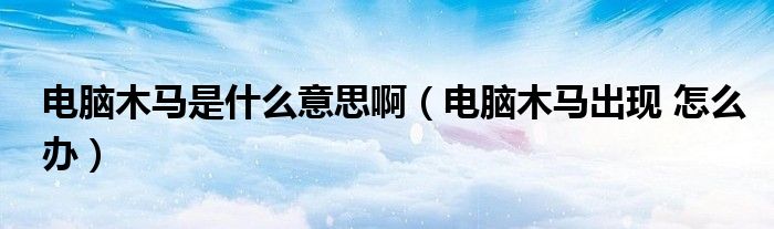 电脑木马是什么意思啊（电脑木马出现 怎么办）