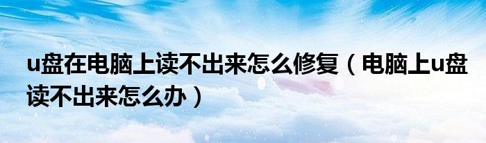 u盘在电脑上读不出来怎么修复（电脑上u盘读不出来怎么办）