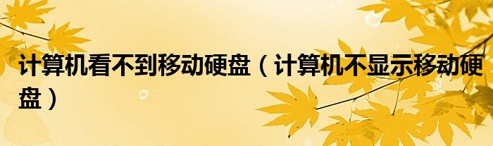 计算机看不到移动硬盘（计算机不显示移动硬盘）