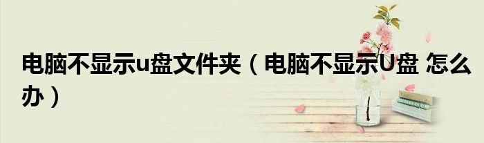 电脑不显示u盘文件夹（电脑不显示U盘 怎么办）