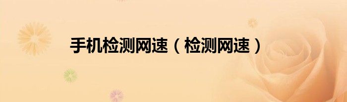 手机检测网速（检测网速）