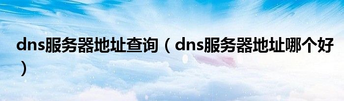 dns服务器地址查询（dns服务器地址哪个好）