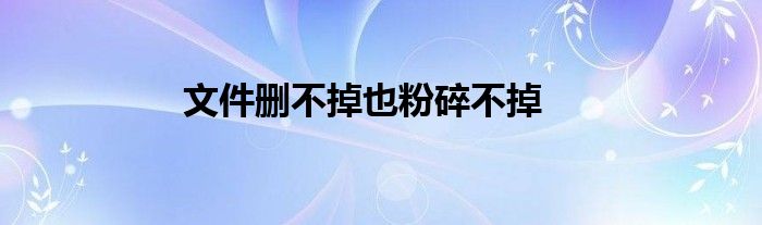 文件删不掉也粉碎不掉