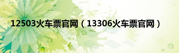 12503火车票官网（13306火车票官网）