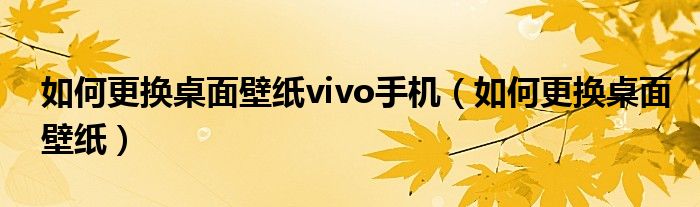 如何更换桌面壁纸vivo手机（如何更换桌面壁纸）