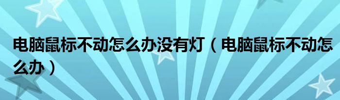 电脑鼠标不动怎么办没有灯（电脑鼠标不动怎么办）