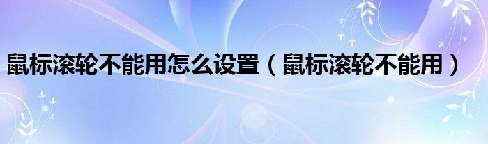 鼠标滚轮不能用怎么设置（鼠标滚轮不能用）