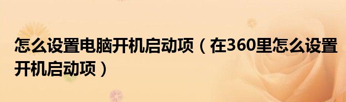 怎么设置电脑开机启动项（在360里怎么设置开机启动项）