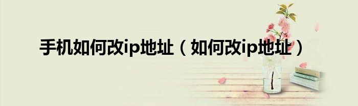 手机如何改ip地址（如何改ip地址）