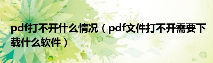 pdf打不开什么情况（pdf文件打不开需要下载什么软件）
