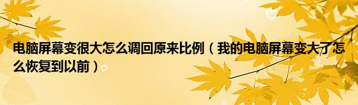 电脑屏幕变很大怎么调回原来比例（我的电脑屏幕变大了怎么恢复到以前）