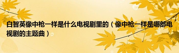 白智英像中枪一样是什么电视剧里的（像中枪一样是哪部电视剧的主题曲）