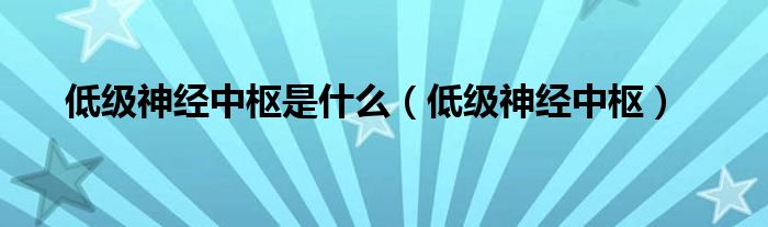 低级神经中枢是什么（低级神经中枢）