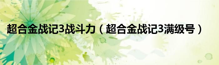 超合金战记3战斗力（超合金战记3满级号）
