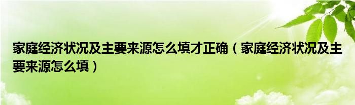 家庭经济状况及主要来源怎么填才正确（家庭经济状况及主要来源怎么填）