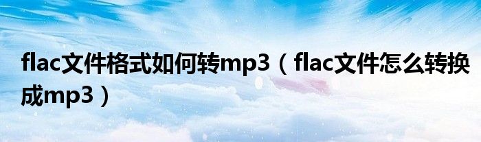flac文件格式如何转mp3（flac文件怎么转换成mp3）