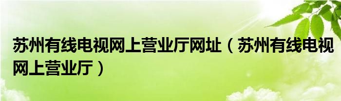 苏州有线电视网上营业厅网址（苏州有线电视网上营业厅）