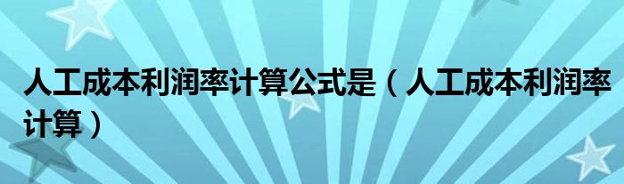 人工成本利润率计算公式是（人工成本利润率计算）