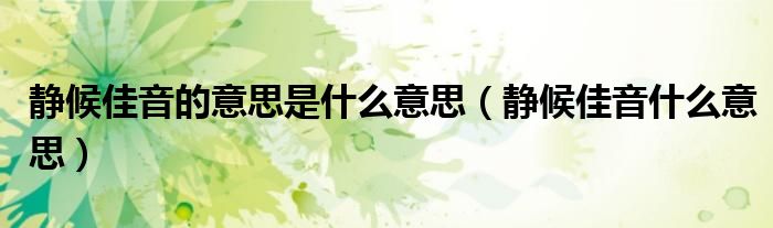 静候佳音的意思是什么意思（静候佳音什么意思）